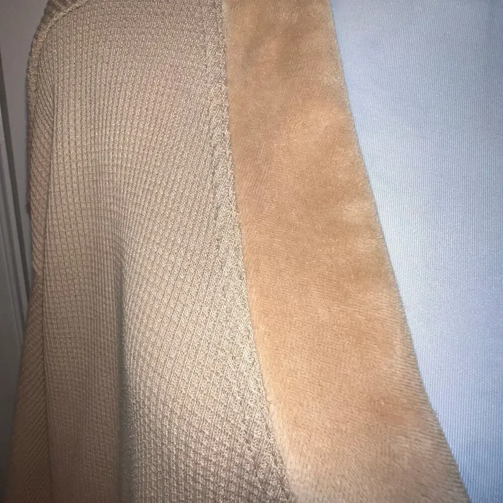 Venezia Jeans women 26/28 waffle knit velvet tan‎ cardigan Y2K Bohemian office